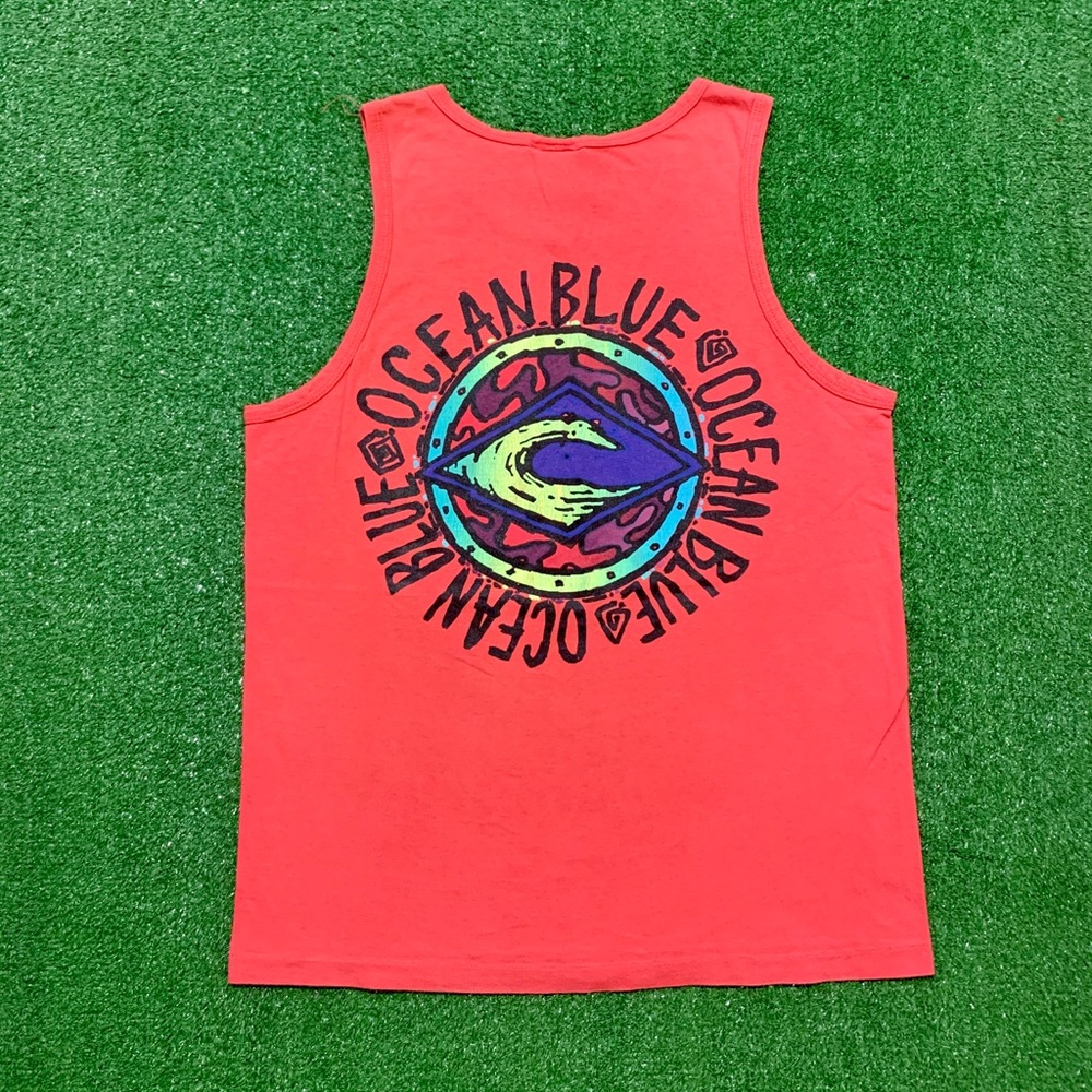 90s Ocean Blue Surfer Tank Top. Small/Medium